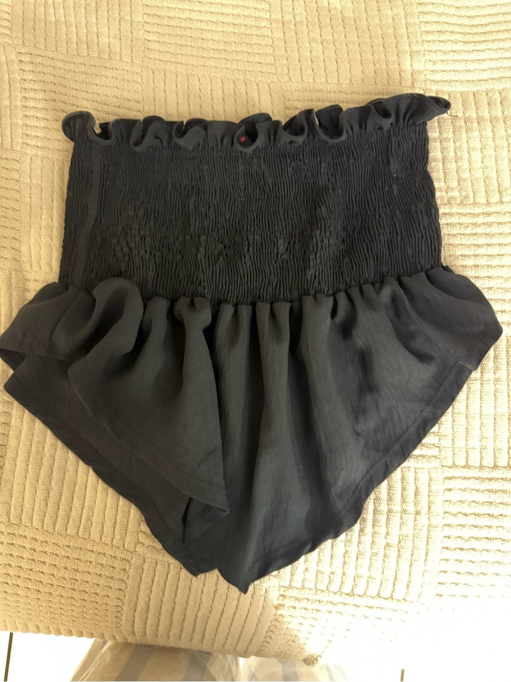 Love Black Smocked Waist Ruffle Skort